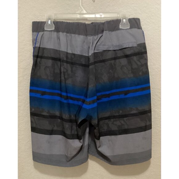 Zeroxposure  Black & Blue Striped Board Swim Trunks Size M/M - Picture 1 of 5